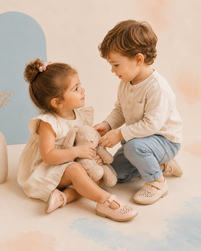 Niña y niño hablando