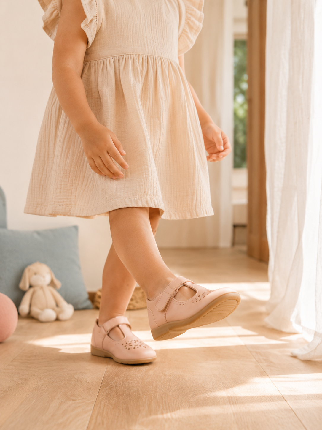 Niña mostrando sus zapatos